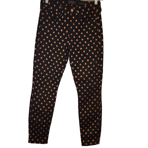 7 Seven for all mankind Black Copper Gold Metallic Polka-Dot Skinny Jeans Jen7 6 - Picture 4 of 7